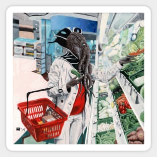 Mind Flayer Grocery Shopping Realistic Art Sticker